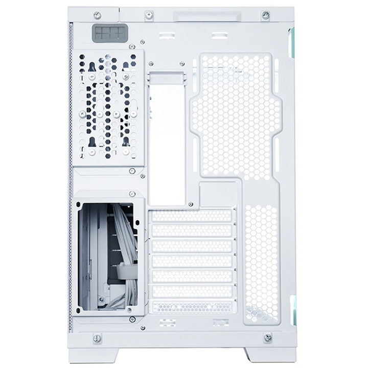 كيس LIAN LI O11D EVO RGB E-ATX متوسط الحجم لتجميعات الألعاب – أبيض (بدون مراوح)