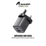 Energea AMPCHARGE MINI 45, PD/PPS/QC3.0 GAN WALL CHARGER, 45W (UK) - GUNMETAL (EOL)