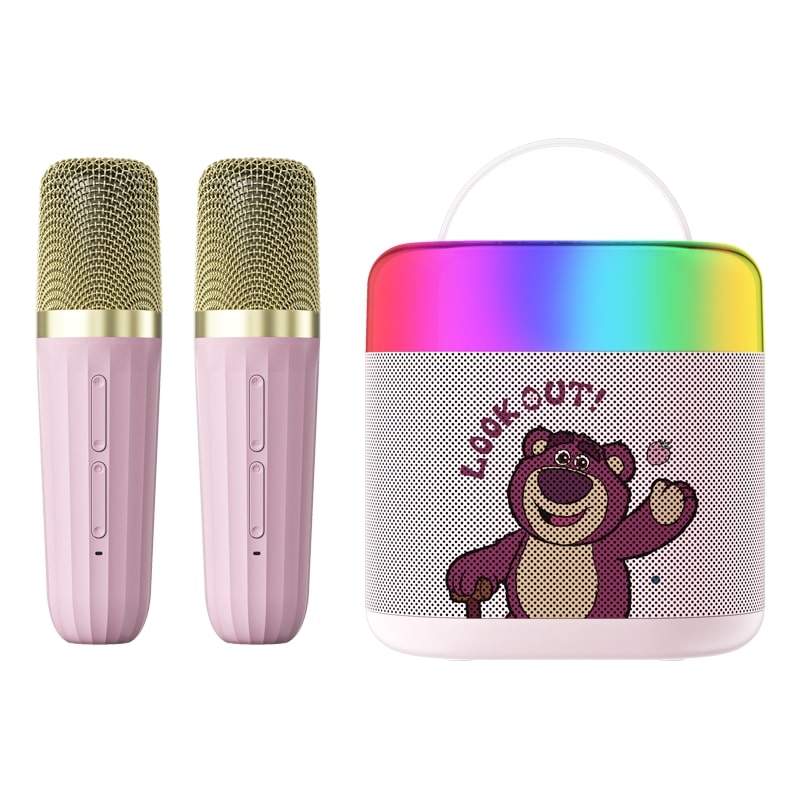Disney K1 dual microphone Wireless karaoke microphone & speaker Lotso Pink