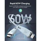 RAVPower RP-CB1037 60W C-C 1.2M USB2.0 3A Cable Light Blue - RP-CB1037LB