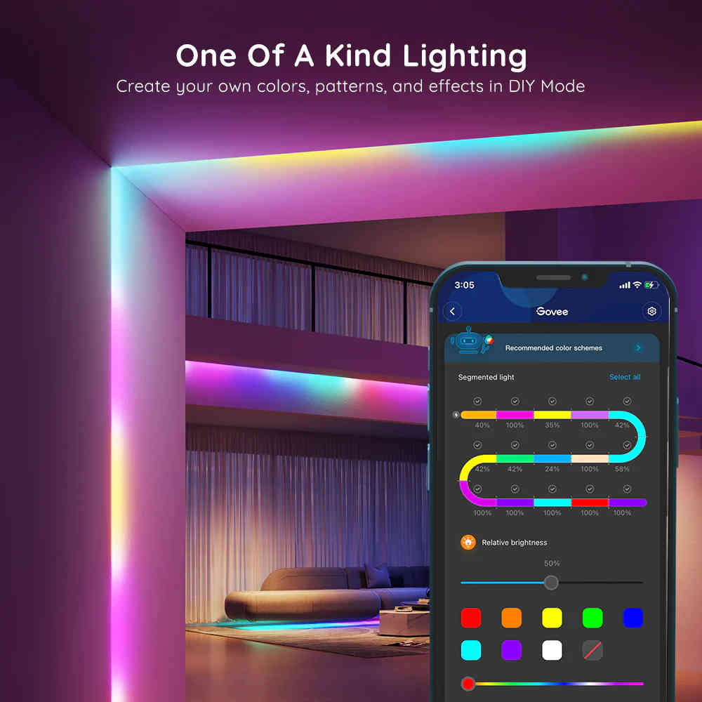Bluetooth Led Panel Govee RGBIC Basic Wi-Fi + Bluetooth LED Strip Lights (5 Meter) - H618A ...