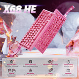 لوحة مفاتيح ATTACK SHARK X68 السلكية 60% HE Rapid Trigger بسرعة 8KHz (مفاتيح مغناطيسية) - Pink Contours Pattern Shine