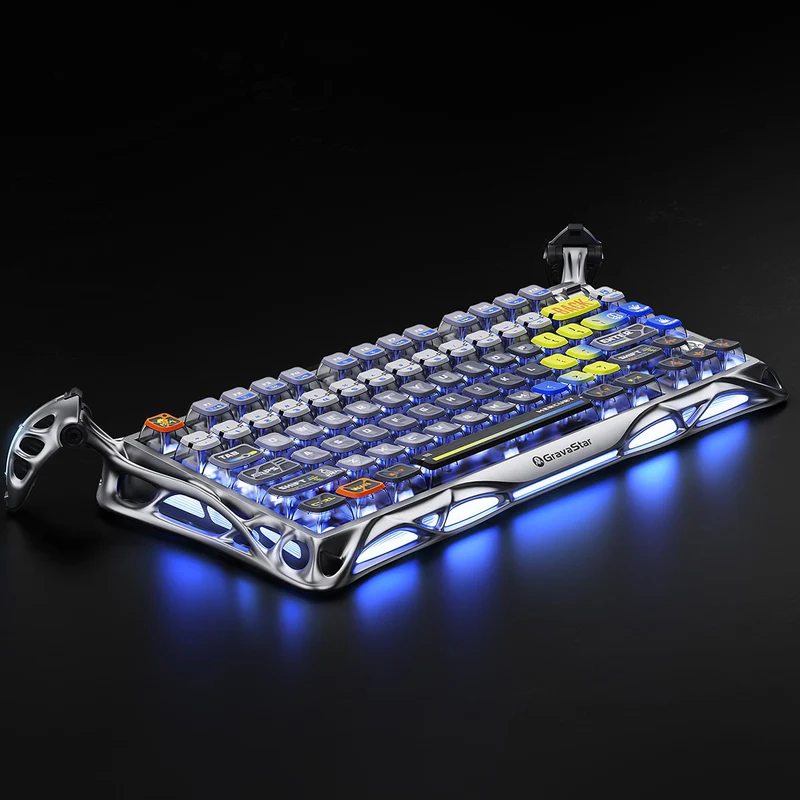 GravaStar Mercury K1 Pro 75% Wireless Mechanical Gaming Keyboard-Interstellar Silver