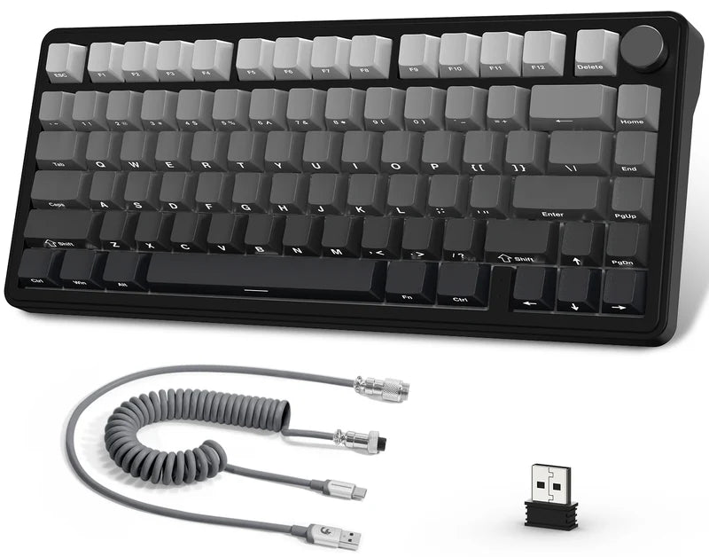 لوحة مفاتيح ميكانيكية ATTACK SHARK X85 بتصميم 75% مع اتصال Tri-Mode وتركيب Gasket-Mounted - Gradient Black White Jade Switch