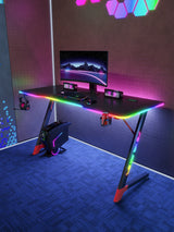 Gamax D2501 3 Sides RGB Carbon fiber Gaming Table 120*60*74 cm with Mousepad - Black (Installation Not Included)