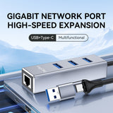 VegGieg USB/Type-C 3.0 2in1 Gigabit Lan Adapter with 3.0*3  HUB Model V-K310