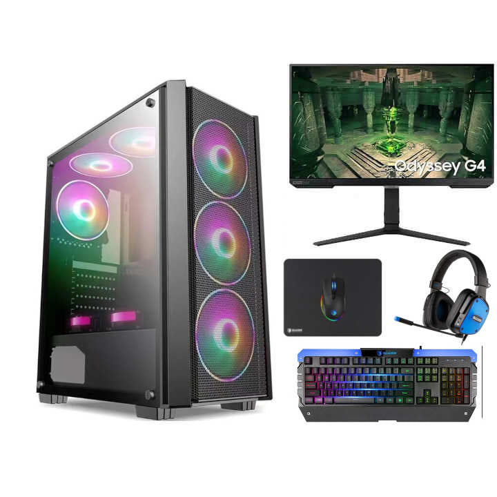 PC Gaming Intel Core i7-14700K, RTX 4060 Ti , 16GB RAM with Samsung 27" FHD 240Hz Gaming Monitor and Sades Battle Ram