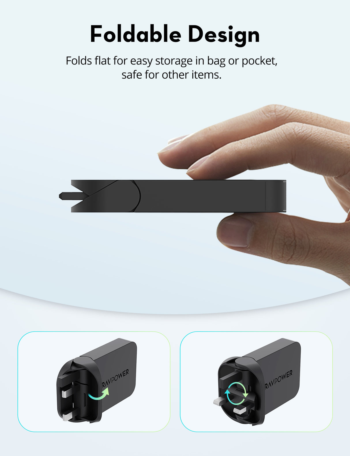 RAVPower RP-PC1095 GaN PD100W 2-Port Wall C Black - RP-PC1095