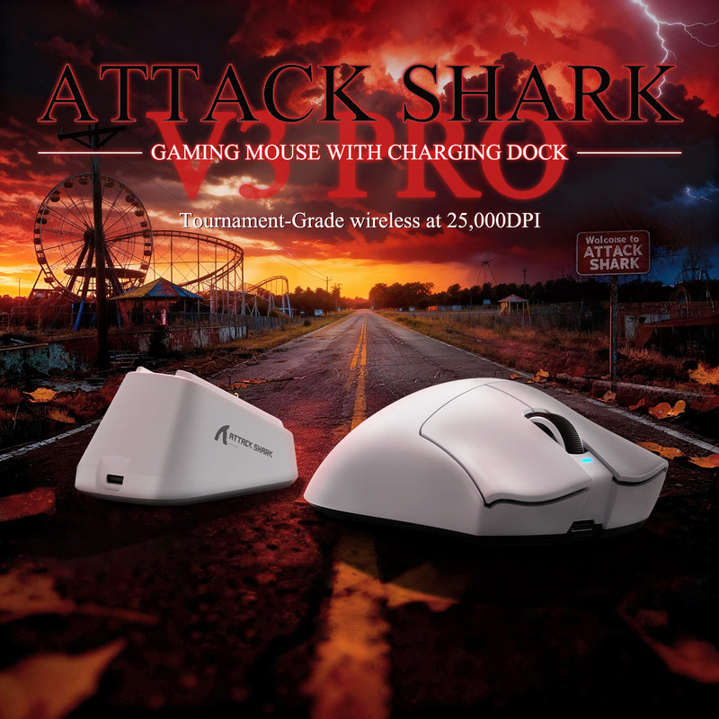 ATTACK SHARK V3PRO Ultra-Light Tri-Mode Gaming Mouse with Charging Dock Up to 25,000 DPI