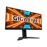 شاشة ألعاب جيجابايت M34WQ مقاس 34 بوصة بدقة WQHD (2560 × 1440)، ومعدل تحديث 144 هرتز، وزمن استجابة 1 مللي ثانية، وتقنية IPS مسطحة بحواف بارزة - أسود