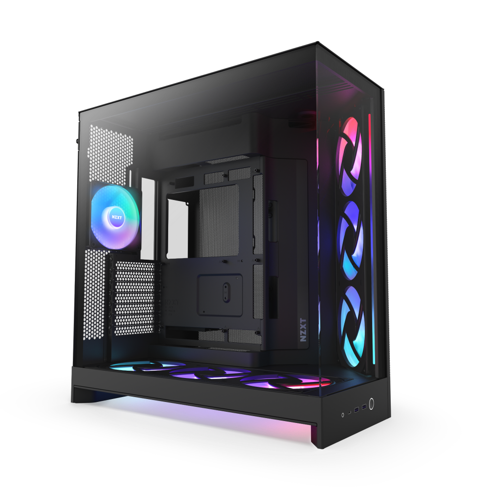 NZXT H9 Flow RGB+ 2025 Dual Chamber Mid Tower Case With RGB Fans & Control Hub - Black