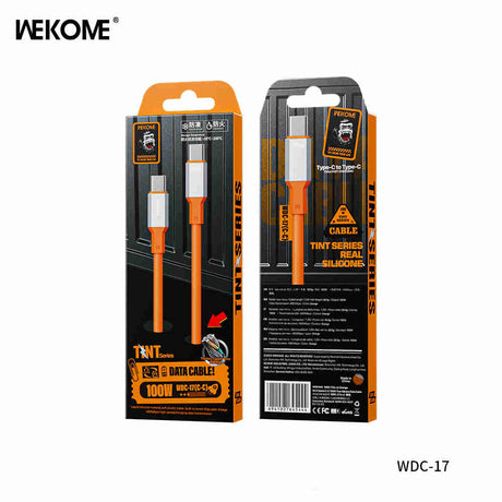WEKOME WDC-17 Tint II Series True Silicone 100W Data Cable Type-C to Type-C - Orange