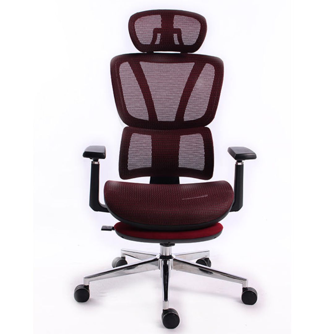 Black Bull UMGC6001 mesh office and gaming Chair With footrest , adjustable Headrest up & down  3D armrest  , load weight: 130kg , Black / Red (Assembly not Included)