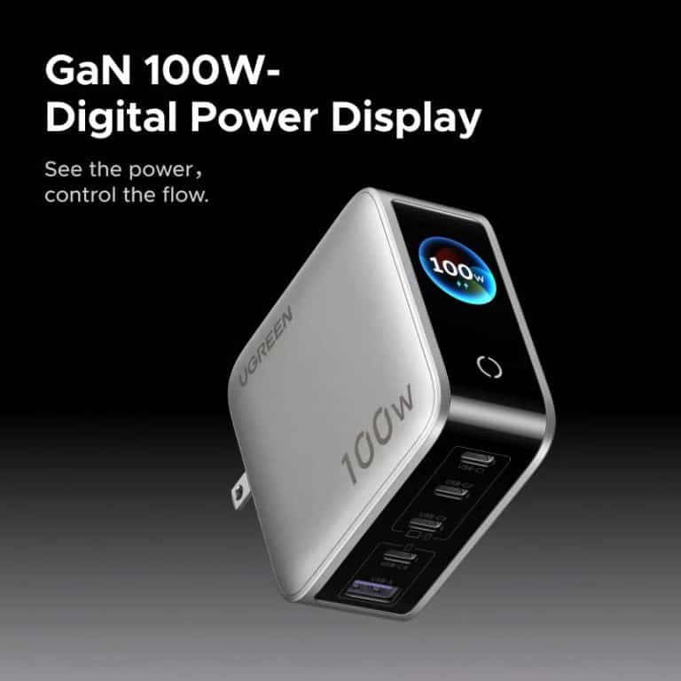UGREEN 100W 5-Port GaN Fast Charger with Smart Display UK - X773