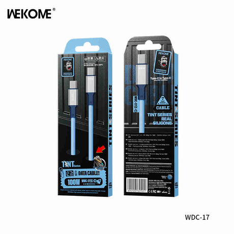 WEKOME WDC-17 Tint II Series True Silicone 100W Data Cable Type-C to Type-C - Blue