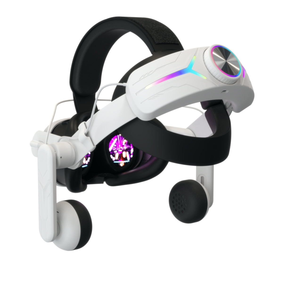 Gamax Meta Quest 3 Head Strap with 8000mAh battery , Dazzle light & Headphone - White