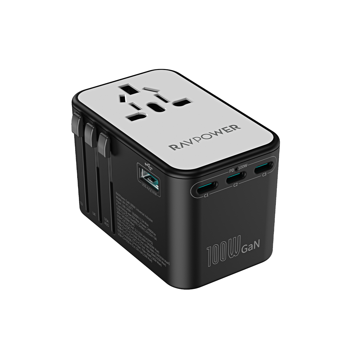RAVPower RP-PC1077 GaN100W 5-in-1 Universal Adapter - PC1077