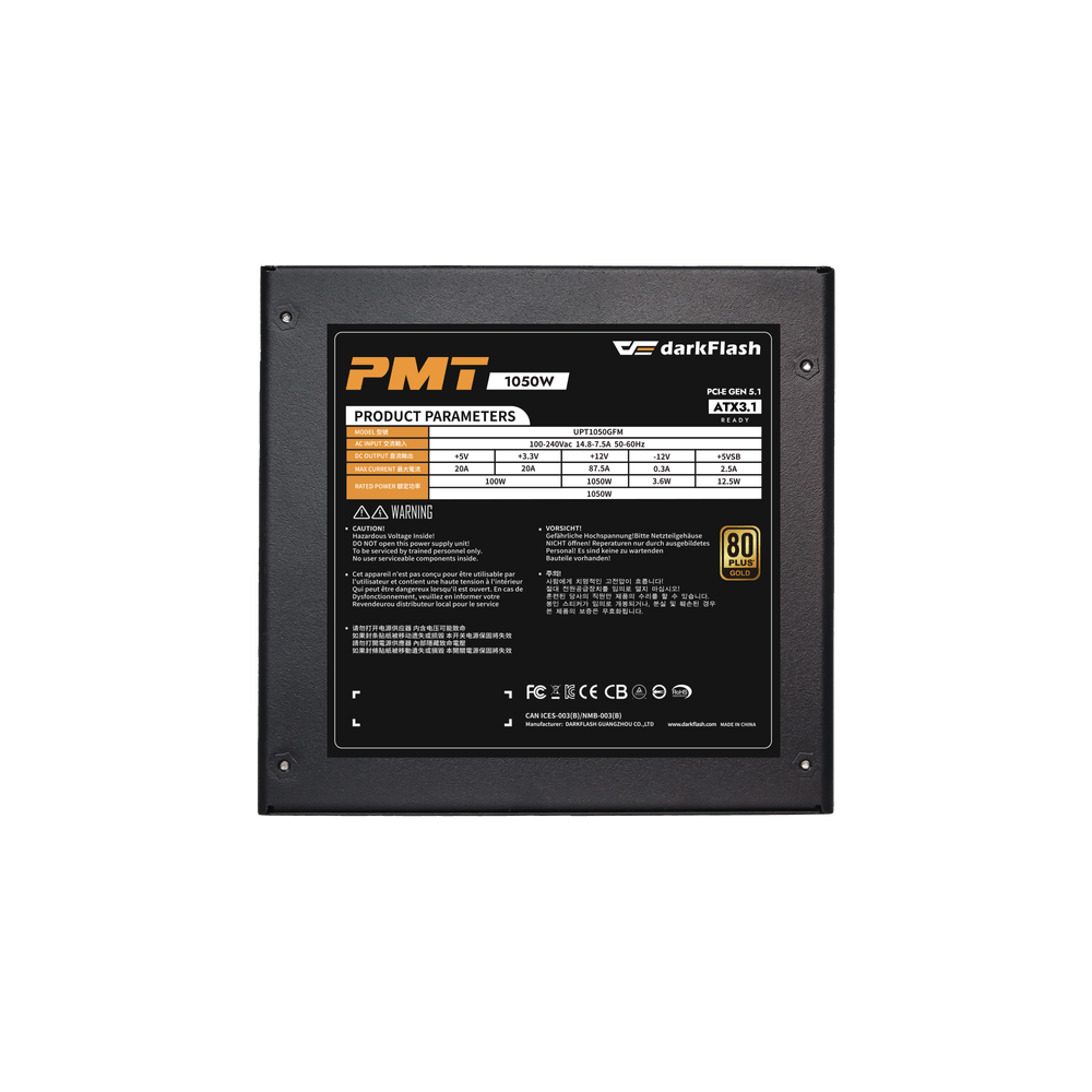 Darkflash 1050W Perfectmost Full Module 80 Plus Gold PCle 5.1 - Black