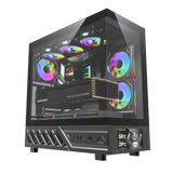 كيس كمبيوتر DarkFlash DS950V بحجم ATX مع ٦ مراوح وشاشة LED – أسود