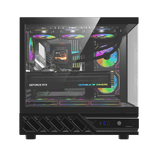 كيس كمبيوتر DarkFlash DS950V بحجم ATX مع ٦ مراوح وشاشة LED – أسود