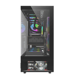 كيس كمبيوتر DarkFlash DS950V بحجم ATX مع ٦ مراوح وشاشة LED – أسود
