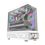 كيس كمبيوتر DarkFlash DS950V بحجم ATX مع ٦ مراوح وشاشة LED – أبيض
