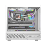 كيس كمبيوتر DarkFlash DS950V بحجم ATX مع ٦ مراوح وشاشة LED – أبيض