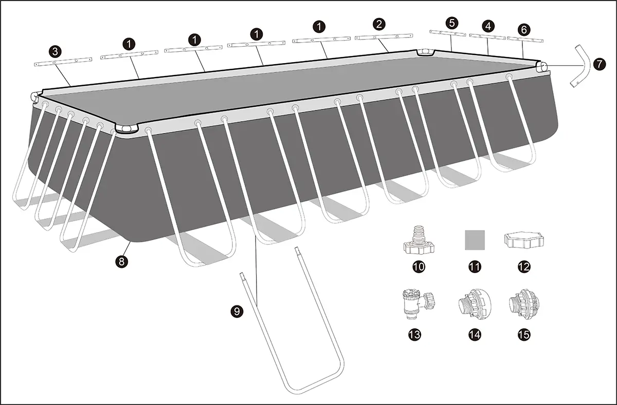 BESTWAY 7.32m x 3.66m x 1.32m Rectangular Pool Set (Pool, Sand Filter Pump(220-240V), Ladder, Cover, Polysphere? Pool Filtration Balls.)  561KG (Installation Not Included)