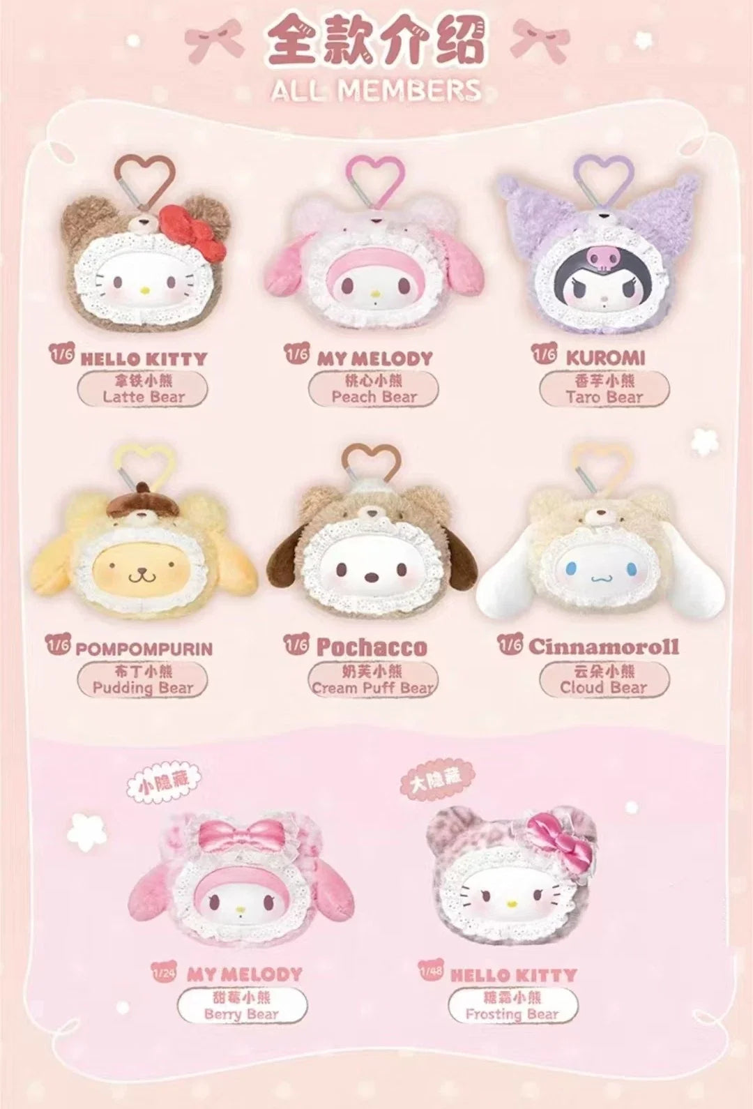 Sanrio characters Fluffy Teddy Bear Series Plush Pendant (Blind Box) selling per piece - 2303962410107