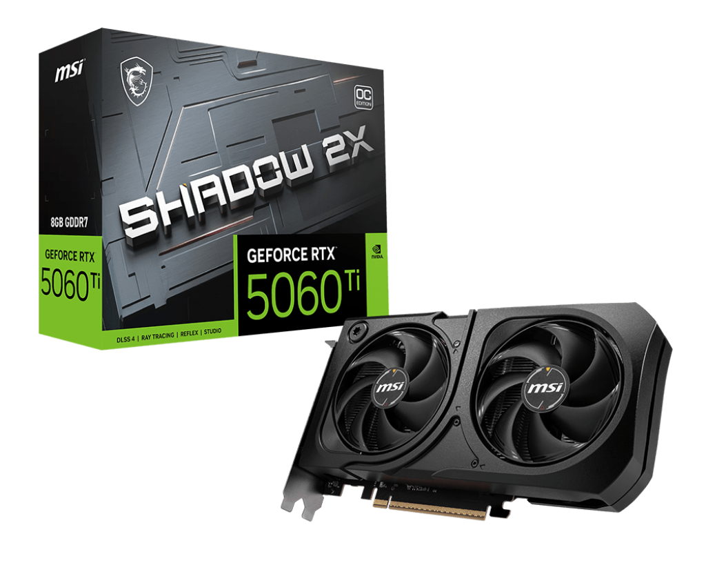 MSI Shadow 2x 5060 Ti 8GB DLSS 4 OC Edition - Black