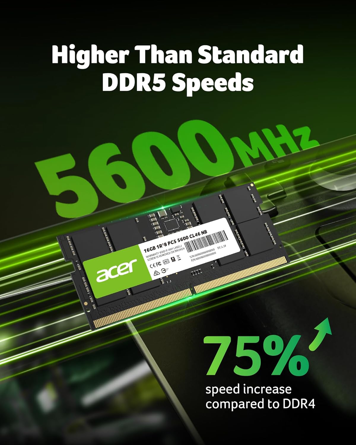 Acer SD200 DDR5 RAM 16GB 5600 MT/s CL46 - for Laptop