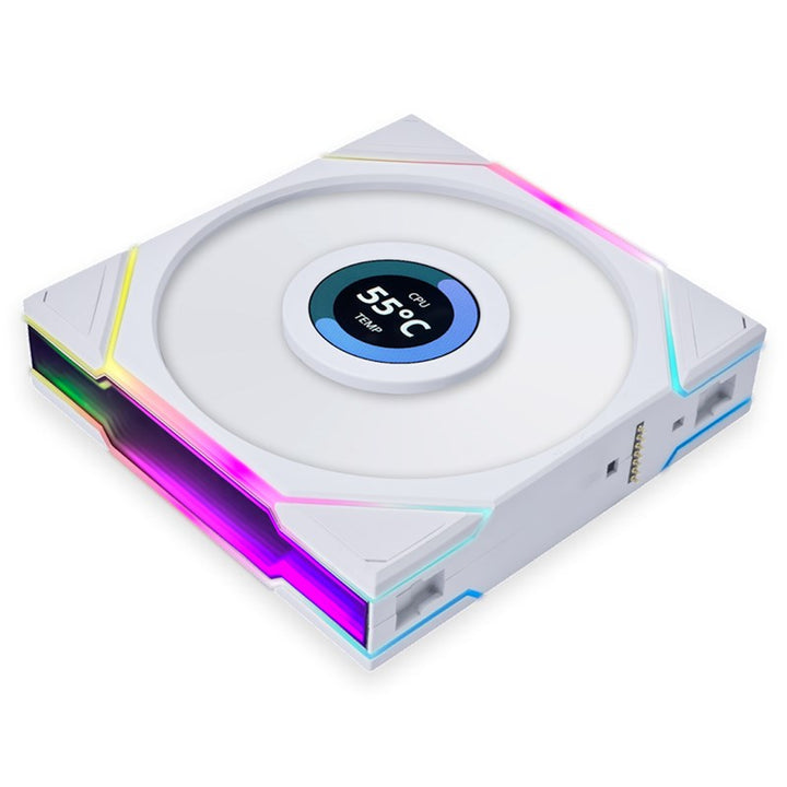 مراوح LIAN LI UNI FAN TL LCD 120mm ARGB مع شاشة LCD بحجم 1.6 بوصة – عبوة 3 مراوح – ابيض