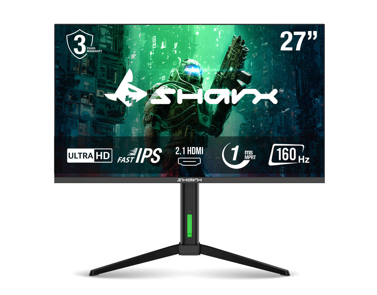 SHARX Gaming Monitor 27", UHD 160hz Refresh Rate, 0.3ms, Fast IPS, UHD, 2.1HDMI, Adjustable Stand, RGB Backlight, Free Sync, G-Sync Compatible Model 27U160I