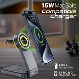 Promate 3 in 1 Transparent Foldable MagSafe Compatible Wireless Charging Station with Night Light  - Black