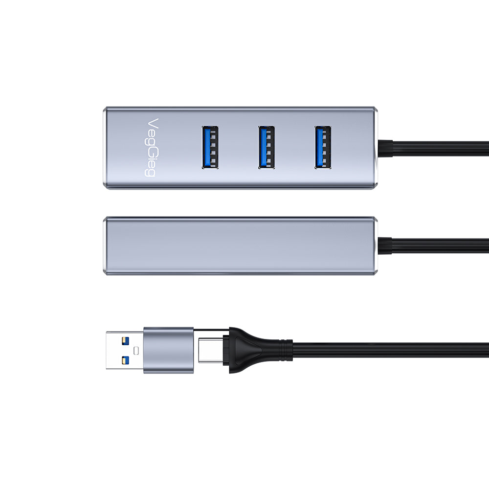 VegGieg USB/Type-C 3.0 2in1 Gigabit Lan Adapter with 3.0*3  HUB Model V-K310