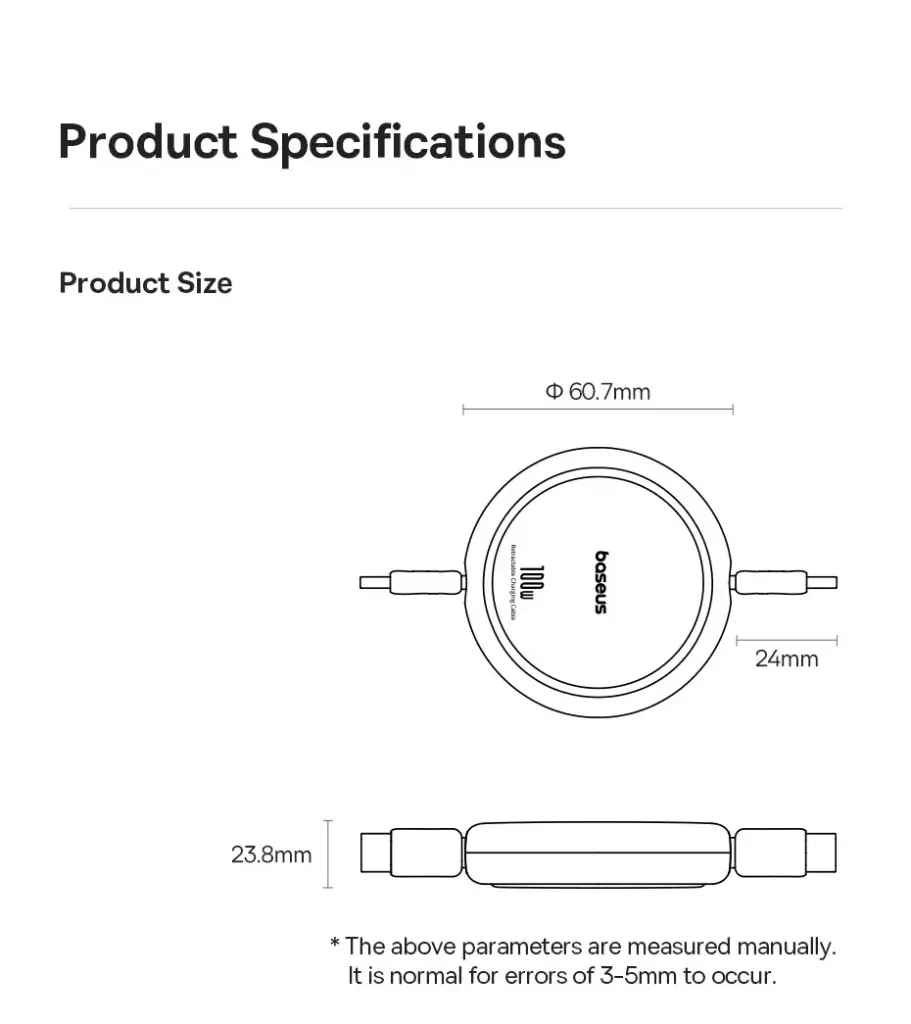 كابل بيسيوس فري2بول ميني قابل للسحب USB-C إلى USB-C 100 واط بطول 1.5 متر – أزرق جالاكسي