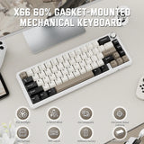 ATTACK SHARK X66 60% Wireless Mechanical Keyboard with Side Printed PBT Keycaps - Cheese White (Arabic)