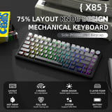 لوحة مفاتيح ميكانيكية ATTACK SHARK X85 بتصميم 75% مع اتصال Tri-Mode وتركيب Gasket-Mounted - Gradient Black White Jade Switch