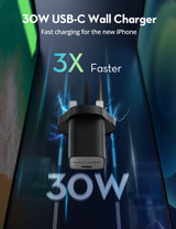 راف باور RP-PC1056 ميني شاحن USB-C GaN بقوة 30 واط أسود — RP-PC1056B