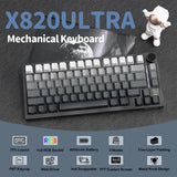 لوحة مفاتيح ميكانيكية ATTACK SHARK X820 Ultra Tri-Mode 75% Gasket - Black Gradient + Shark Switch