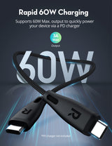RAVPower RP-CB1037 60W C-C 1.2M USB2.0 3A Cable Black - RP-CB1037B