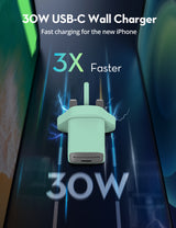 راف باور RP-PC1056 ميني شاحن USB-C GaN بقوة 30 واط اخضر— RP-PC1056G