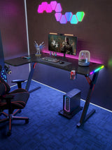 Gamax P201-LB RGB Carbon fiber Gaming Table 140*100*74 cm with Mousepad (L Shape - Left) - Black (Installation Not Included)