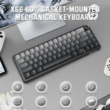 لوحة مفاتيح ميكانيكية لاسلكية ATTACK SHARK X66 60% مع أغطية مفاتيح PBT مطبوعة جانبيًا - Gradient Black Moon Light