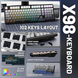 لوحة مفاتيح ميكانيكية ATTACK SHARK X98 ثلاثية الوضع 102 مفتاح - Gradient Black Moon Light