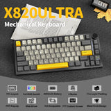 لوحة مفاتيح ميكانيكية ATTACK SHARK X820 Ultra Tri-Mode 75% Gasket - Star Black Moon Light + Shark Switch