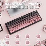 ATTACK SHARK X66 60% Wireless Mechanical Keyboard with Side Printed PBT Keycaps - Pink Blackberry
