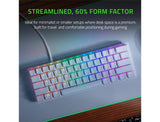 Razer Huntsman Mini Gaming Keyboard 60% Mercury Edition,RGB lighting, Purple Clicky Optical Switch - White RZ03-03393300-R3U1
