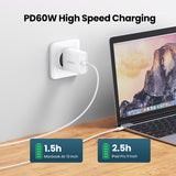 يوجرين USB 2.0 كابل USB-C إلى USB-C بقوة 60 واط غلاف ABS 1 متر أبيض — US264-60518