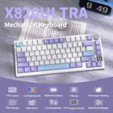 لوحة مفاتيح ميكانيكية ATTACK SHARK X820 Ultra Tri-Mode 75% Gasket - Star White Lavender + Shark Switch